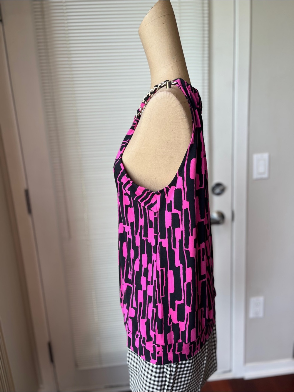 MICHAEL Michael Kors Hot Pink and Black Abstract Halter Top - Picture 9 of 10